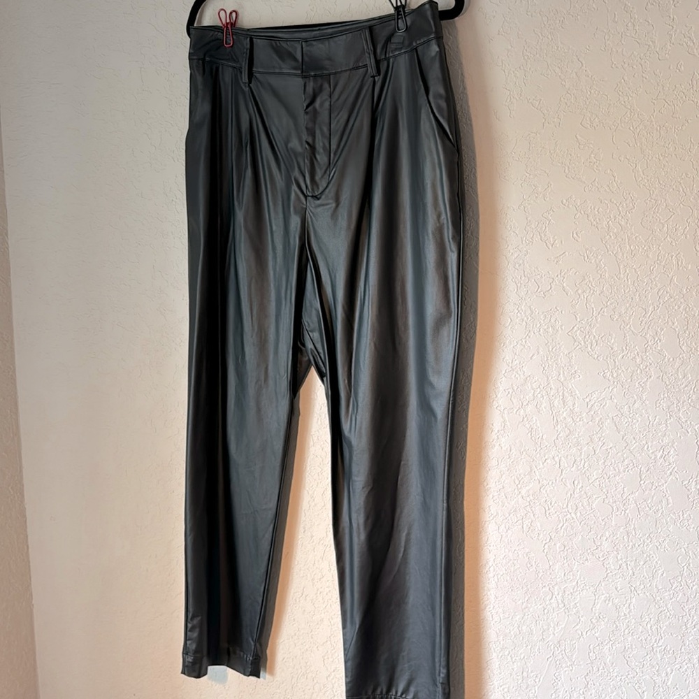 NWT Prologue Faux Leather Black Straight Leg Pants | Size 12 | High Rise | Edgy